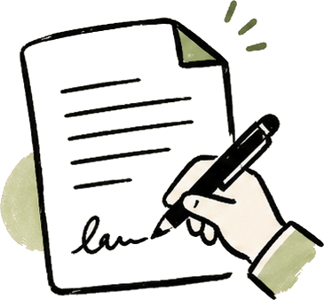 A hand signing a contract with a pen