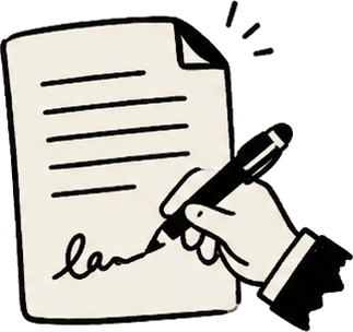 A hand signing a contract